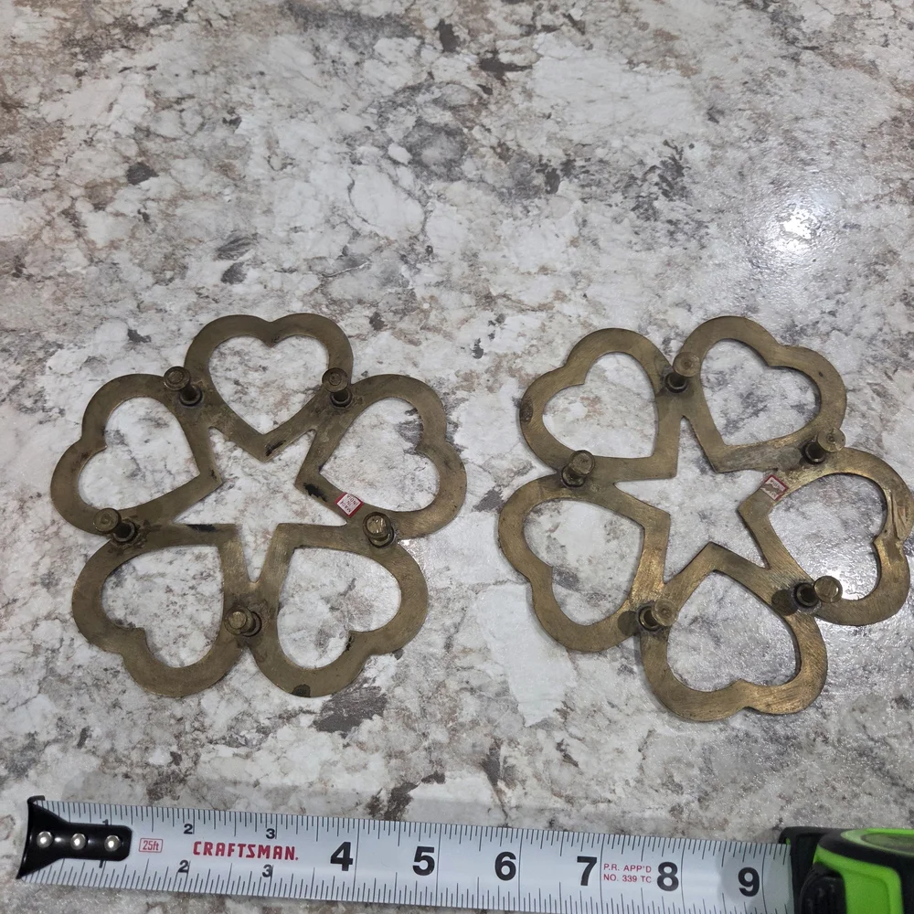 Vintage Brass Gold Heart Trivets- Set of 2 Cottagecore Grandmacore